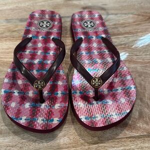 Tory Burch flip flops, maroon size 7